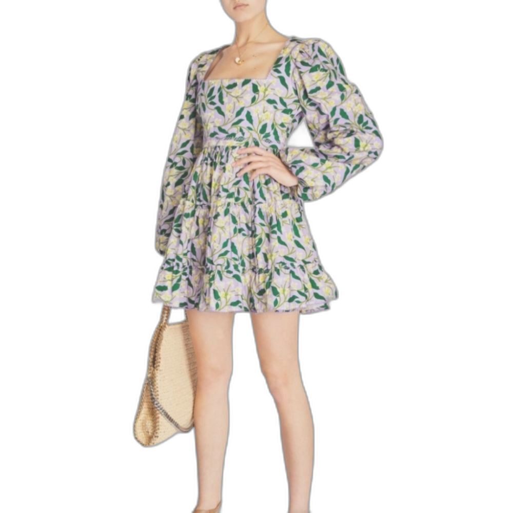 AGUA BENDITA  Avena Dos Gardenias Lila Mini Dress With Garment Bag NWT